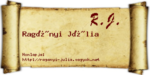 Ragányi Júlia névjegykártya